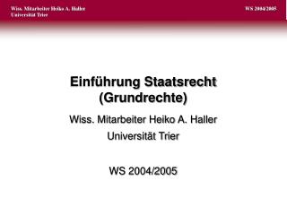 Einführung Staatsrecht (Grundrechte)