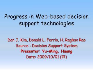 Progress in Web-based decision support technologies