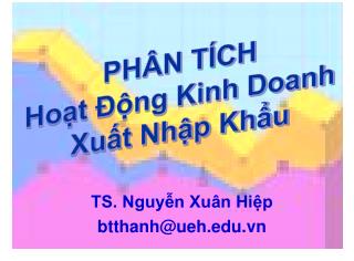 PHÂN TÍCH Hoạt Động Kinh Doanh Xuất Nhập Khẩu