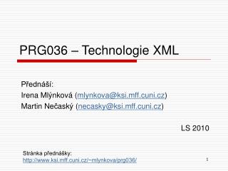 PRG036 – Technologie XML