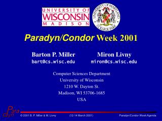 Paradyn/Condor Week 2001