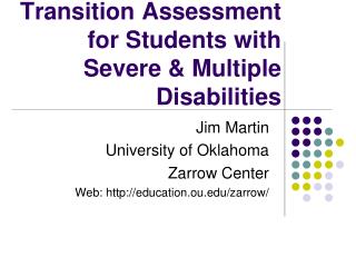 Transition Assessment for Students with Severe &amp; Multiple Disabilities