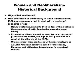 Women and Neoliberalism-Historical Background