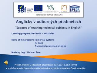 Anglicky v odborných předmětech &quot;Support of teaching technical subjects in English “