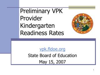 Preliminary VPK Provider Kindergarten Readiness Rates