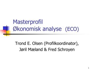 Masterprofil Økonomisk analyse (ECO)
