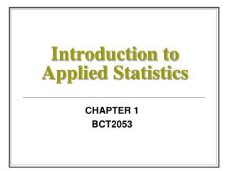 Introduction to Applied Statistics