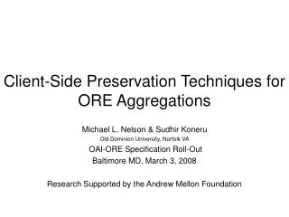 Client-Side Preservation Techniques for ORE Aggregations