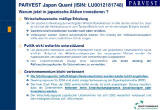 PARVEST Japan Quant (ISIN: LU0012181748 )