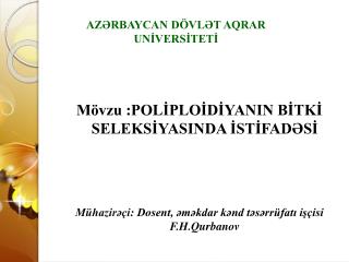 AZƏRBAYCAN DÖVLƏT AQRAR UNİVERSİTETİ