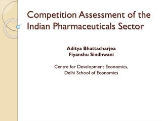 Competition Assessment of the Indian Pharmaceuticals Sector