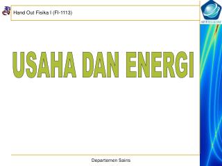 USAHA DAN ENERGI