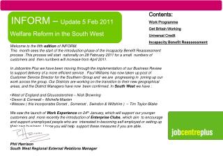 INFORM – Update 5 Feb 2011 Welfare Reform in the South West