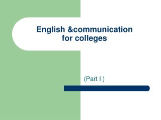 English &amp;communication for colleges