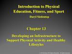 Developing an Infrastructure to Support Physical Activity and Healthy Lifestyles