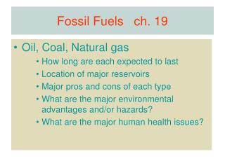 Fossil Fuels ch. 19