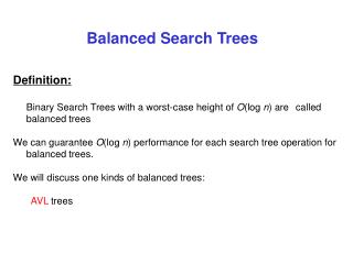 Balanced Search Trees