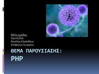 Θεμα Παρουσιασησ: PHP