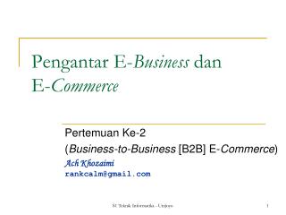 Pengantar E- Business dan E- Commerce