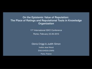 On the Epistemic Value of Reputation: 