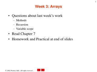 Week 3: Arrays