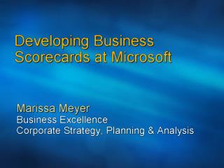 1205 Scorecards at Microsoft Customers Partners
