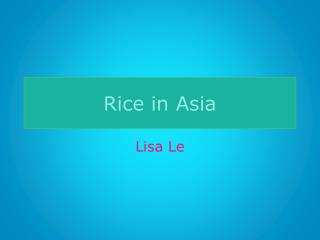 Rice in Asia