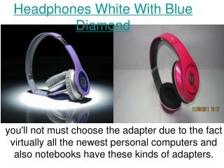 Headphones White With Blue Diamond