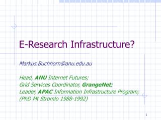 E-Research Infrastructure?