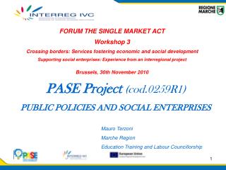 PASE Project (cod.0259R1) PUBLIC POLICIES AND SOCIAL ENTERPRISES