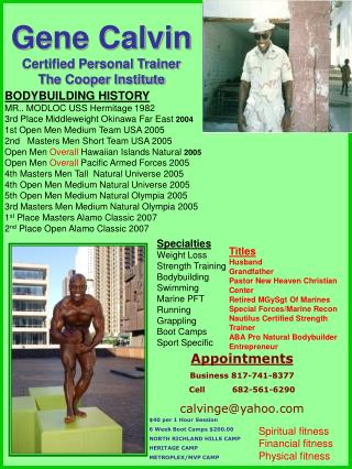 Gene Calvin Certified Personal Trainer The Cooper Institute