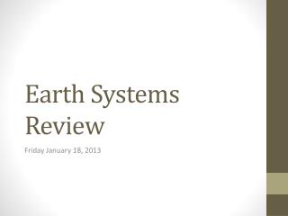 Earth Systems Review