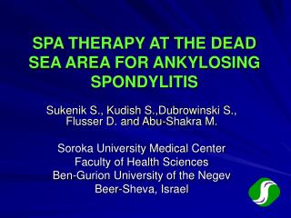 SPA THERAPY AT THE DEAD SEA AREA FOR ANKYLOSING SPONDYLITIS