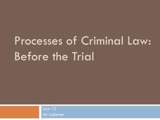 Processes of Criminal Law: Before the Trial