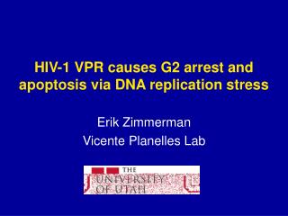 HIV-1 VPR causes G2 arrest and apoptosis via DNA replication stress