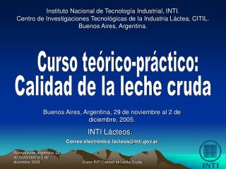 Instituto Nacional de Tecnología Industrial, INTI.