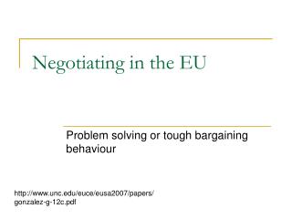 Negotiating in the EU