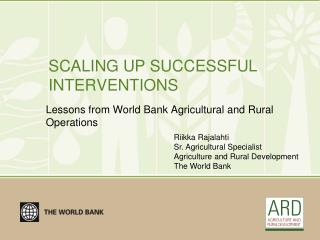 SCALING UP SUCCESSFUL INTERVENTIONS