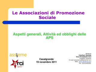 Le Associazioni di Promozione Sociale