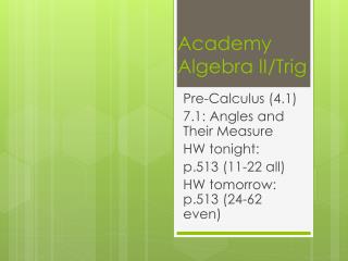 Academy Algebra II/Trig