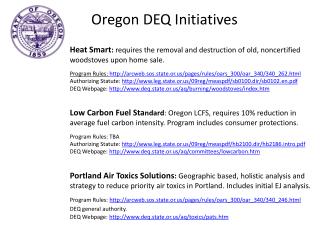 Oregon DEQ Initiatives