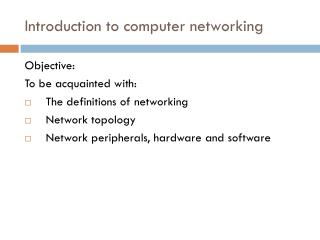 Introduction to computer networking