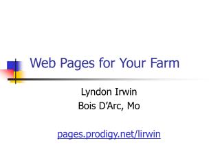 Web Pages for Your Farm