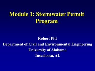 Module 1: Stormwater Permit Program