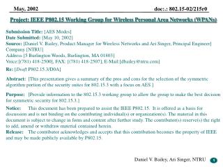 Project: IEEE P802.15 Working Group for Wireless Personal Area Networks (WPANs)