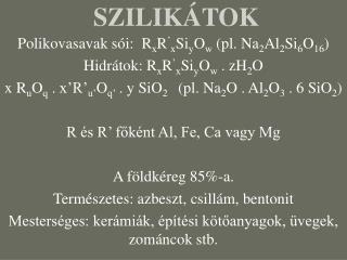 SZILIKÁTOK