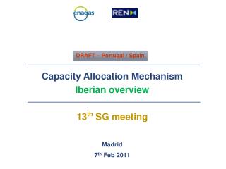 Capacity Allocation Mechanism Iberian overview 13 th SG meeting