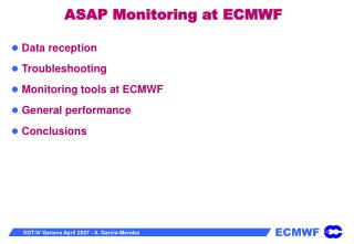 ASAP Monitoring at ECMWF