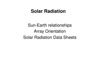 Solar Radiation