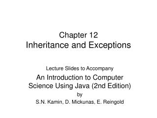 Chapter 12 Inheritance and Exceptions